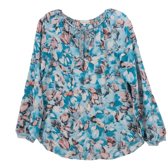 REBECCA TAYLOR 100% Silk Floral Colorful Blouse Top Rope Tie Neckline Size 6 - Picture 1 of 9